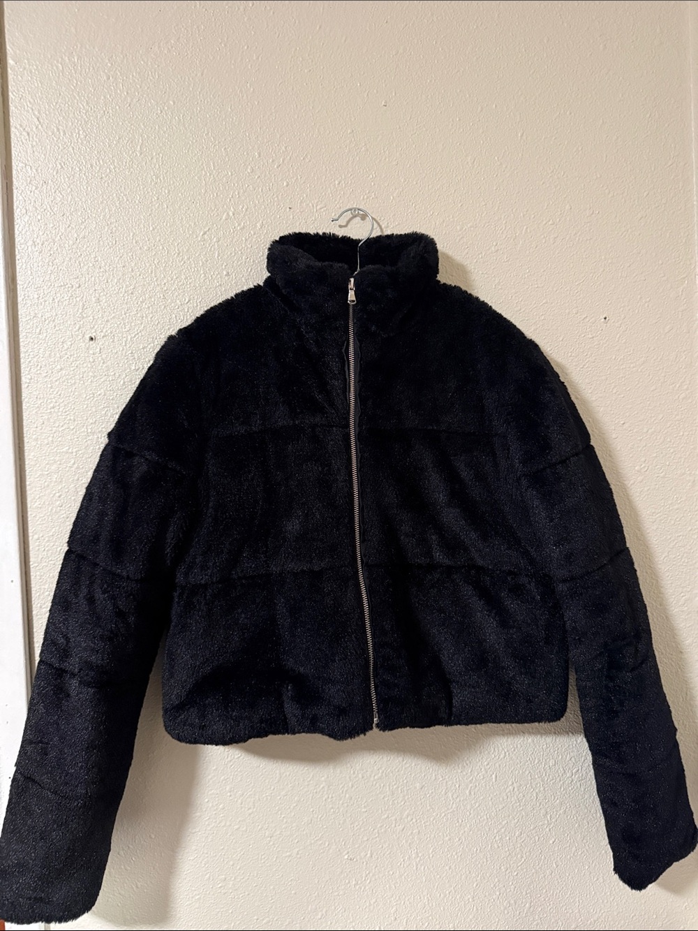 Tiger Mist Black Plush Teddy Zip Jacket